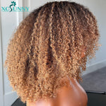 Ombre kinky Curly Wig Human Hair With Bangs Brazilian