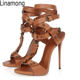 Stiletto Strappy Ankle  Buckle Heels