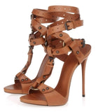 Stiletto Strappy Ankle  Buckle Heels
