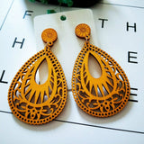 Wood Long Pendant Earrings