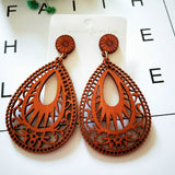 Wood Long Pendant Earrings