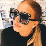 Square Rhinestone Designer Sun Glasses