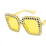 Square Rhinestone Designer Sun Glasses