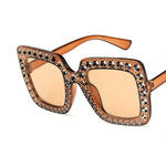 Square Rhinestone Designer Sun Glasses