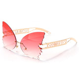 Butterfly Rimless Designer Sunglasses