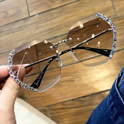 Oversized Rimless Diamond Sunglasses