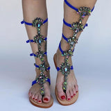 Bohemia Rhinestone Knee High Sandals