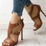 Peep Toes Ankle Buckle Heels