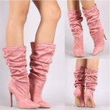 Pleated Mid Calf Boots