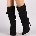 Pleated Mid Calf Boots