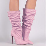 Pleated Mid Calf Boots