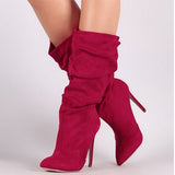 Pleated Mid Calf Boots