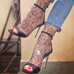 Rhinestone Mesh Heel