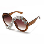 Oversized Round Rhinestone Sunglasses