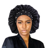 Satin Rhinestone Sleeping Bonnet