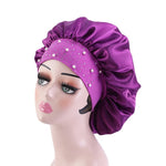 Satin Rhinestone Sleeping Bonnet