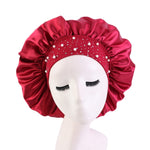 Satin Rhinestone Sleeping Bonnet