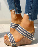 Striped Slip On Wedges