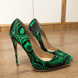 Green Graffiti Printed Heels