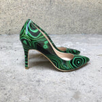 Green Graffiti Printed Heels