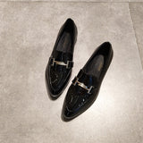 Patent Metal Decoration Loafers