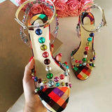 Colorful Bauble-Studded Sandals