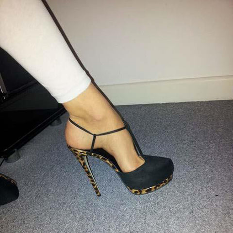 Leopard Print Platform T-Bar Heels