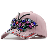 Crystal Butterfly Denim Cap