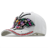 Crystal Butterfly Denim Cap