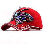 Crystal Butterfly Denim Cap